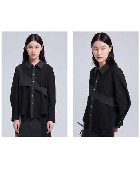 Ribbon Patchwork Faux Leather Jacket