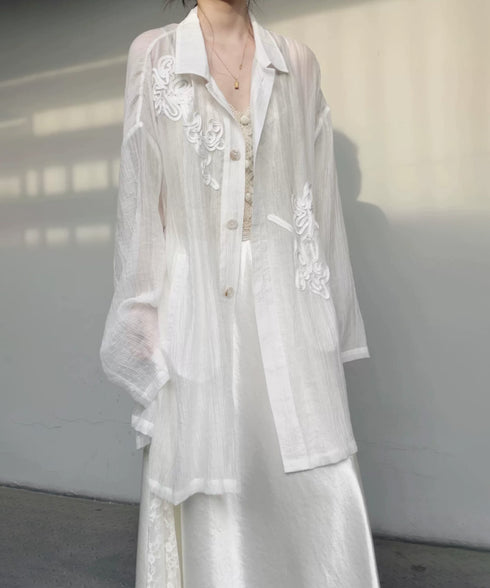 Cord Motif Long Blouse