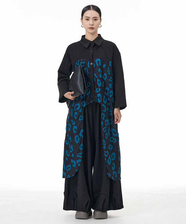 Leopard Panel Long Blouse