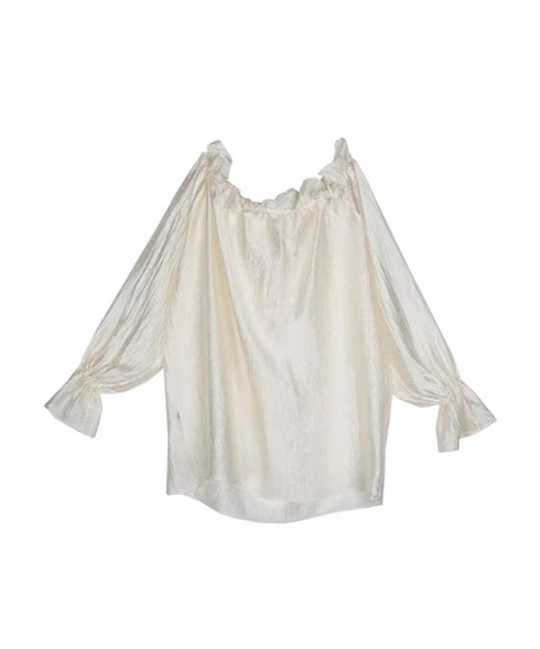 Frill Off-Shoulder Sheer Top