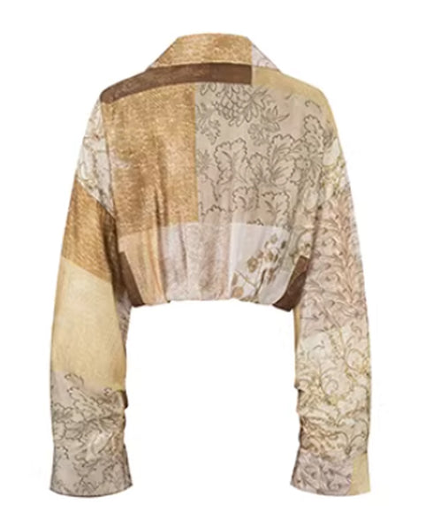 Baroque Patch Cropped Blouse