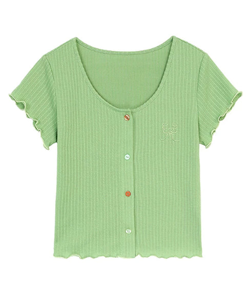 Mellow Rib Button Top