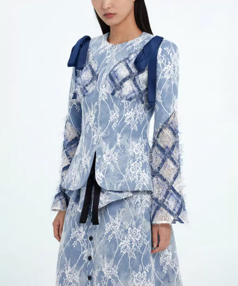 Lace Overlay Ribbon Jacket