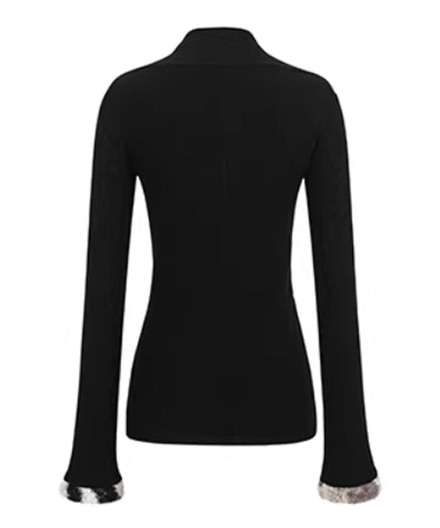 Fur Trim Gather Line Top