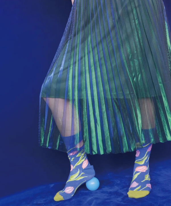 Polarized Pleated Flare Skirt