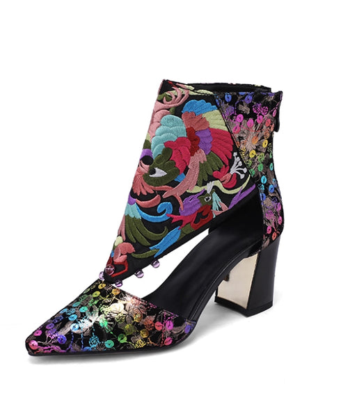 Ornate Sequin Tapestry Heels