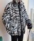 Snow Tiger Pattern Fur Coat