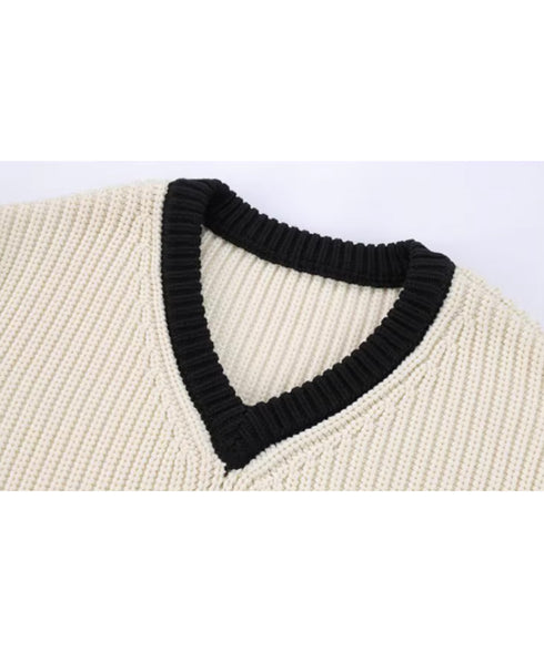 Abstract Pattern Oversized Knit Sweater