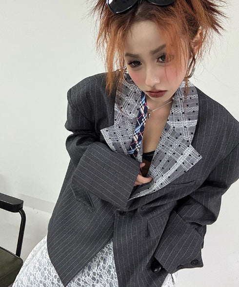 Lace Splicing Collar Jacket