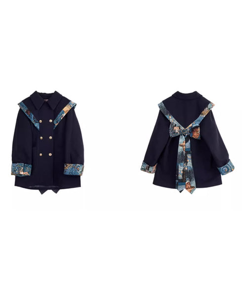 Jacquard Ribbon Cloud Shoulder Coat