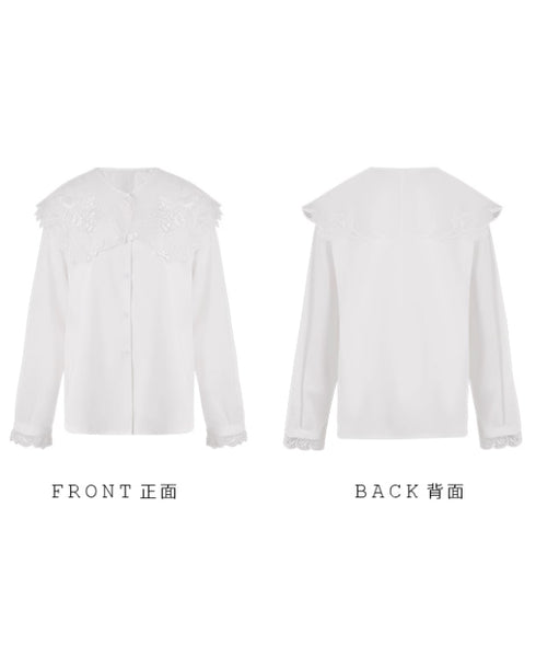 Embroidered Bird Collar Blouse