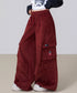 Corduroy Cat Embroidery Cargo Pants