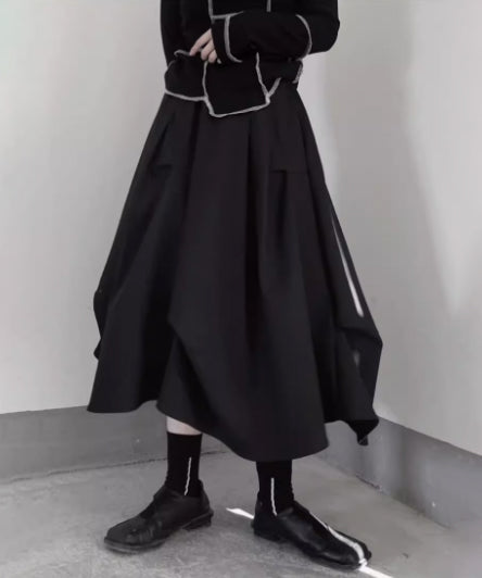 Layered Draped Midi Skirt