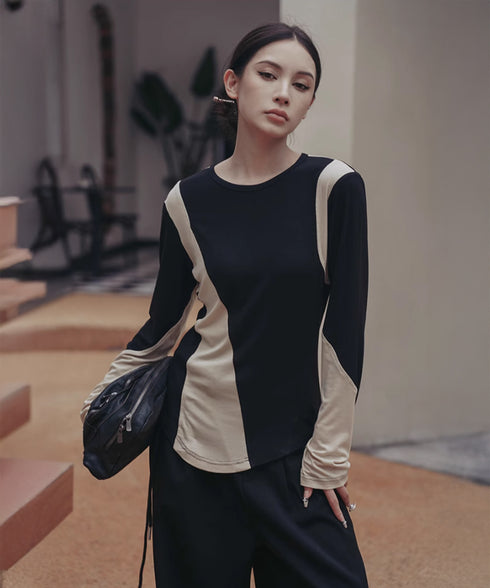 Neutral Color Blocking Top