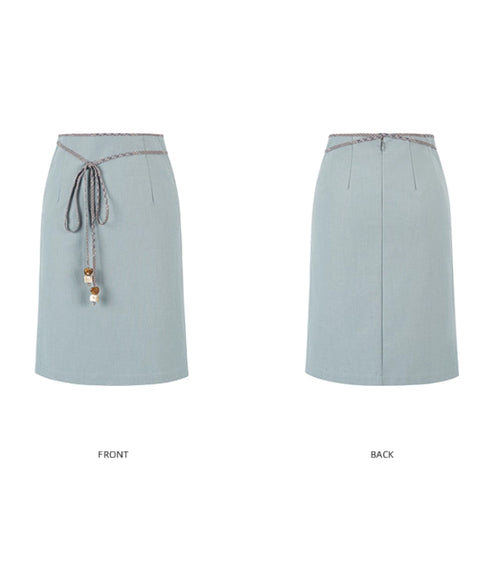 Braided Belt Straight Skirt