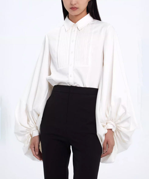 Pleated Sleeve Volume Blouse