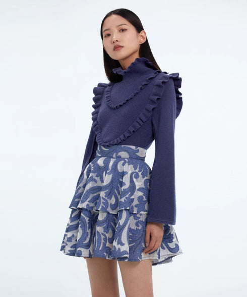 Ruffle Shoulder Knit Top