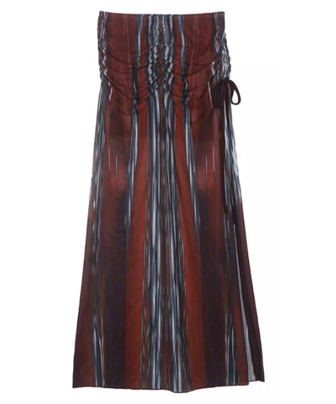 Striped Slit Drawstring Skirt