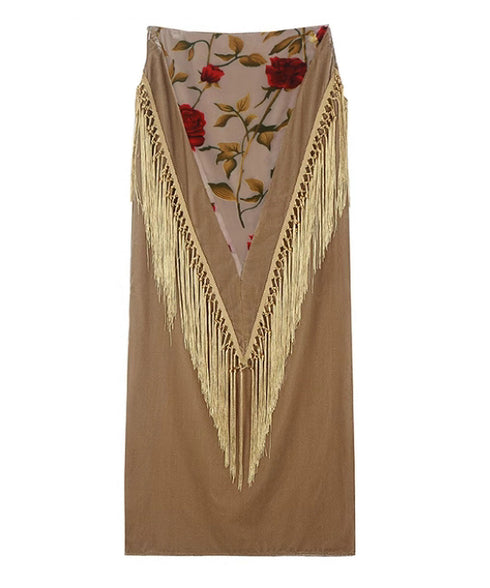 Flower Layered Tassel Skirt