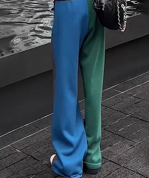 Contrast Color Straight Pants