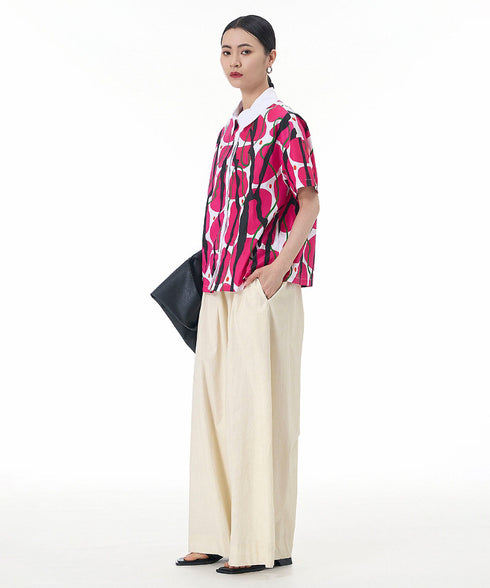 Contrasting Print Blouse