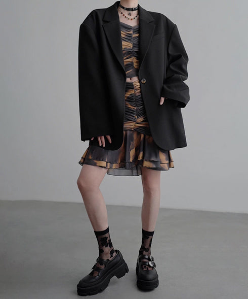 Smoke Dye Ruched Flounce Skirt