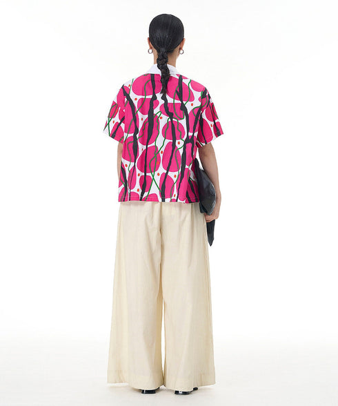 Contrasting Print Blouse