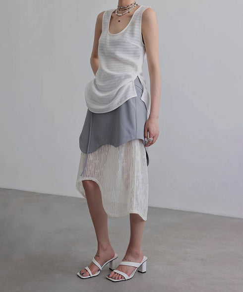 Wave Line Patchwork Skirt