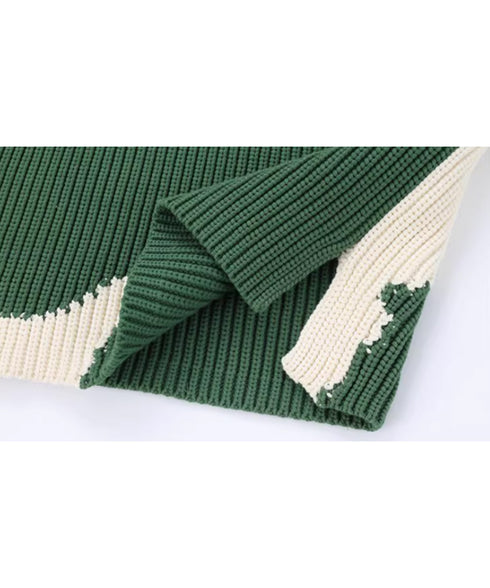 Abstract Pattern Oversized Knit Sweater