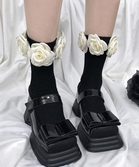 Floral Crown Rib Socks