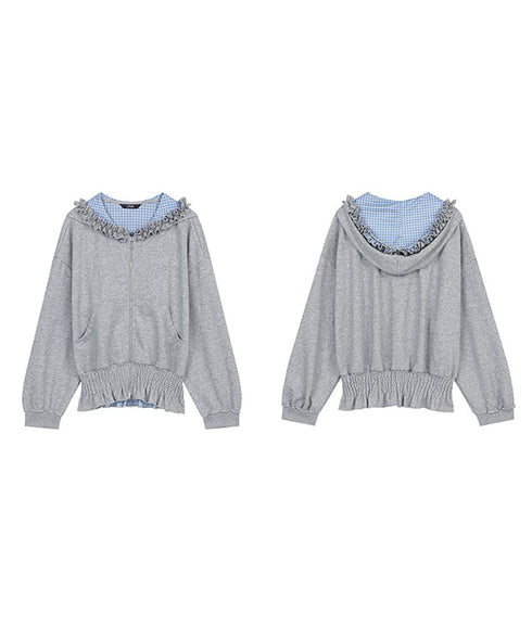 Frill Check Hoodie