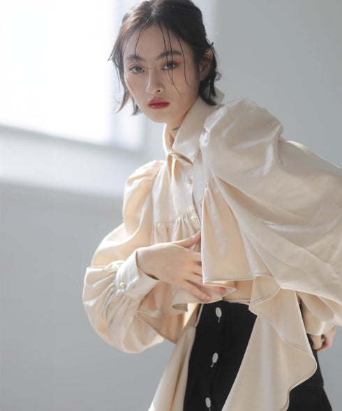 Side Long Frill Cropped Blouse