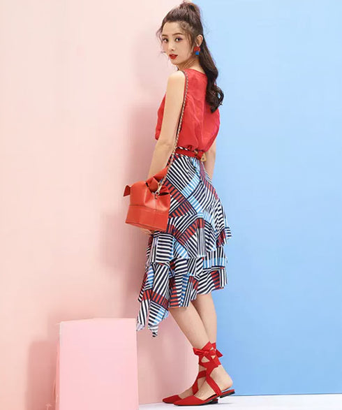 Stripe Cascade Skirt