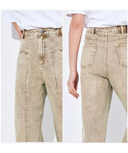 Washed Panel Denim Pants