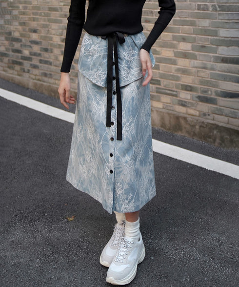 Layered Panel Check Wrap Skirt