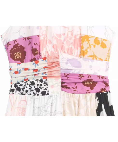 Patchwork Halter Maxi Dress