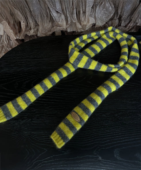 Fuzzy Stripe Long Scarf