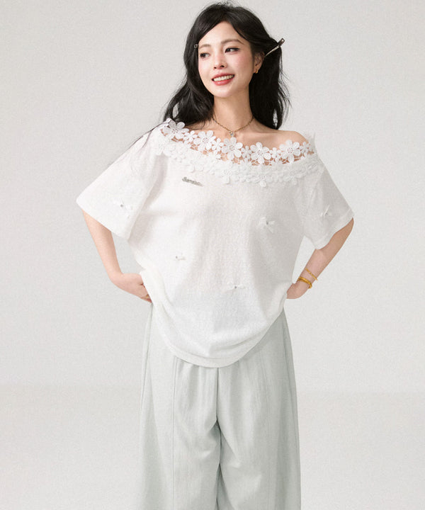 Lace Blossom Shoulder Tee