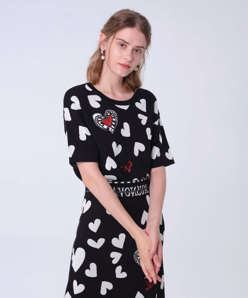 Heart Pattern Knit Top