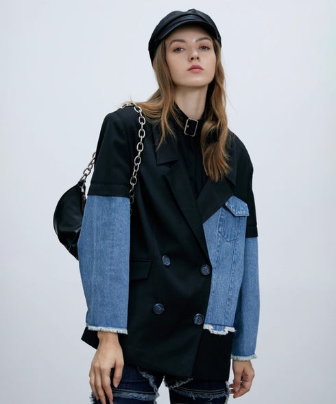 Patch Denim Contrast Jacket