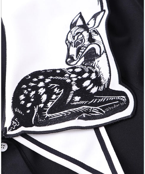 Deer Embroidery Collar Dress