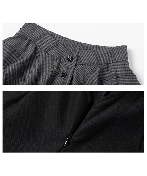 Layered Check Skirted Pants