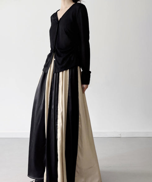 Glossy Block Maxi Skirt