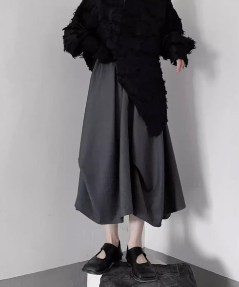 Layered Draped Midi Skirt