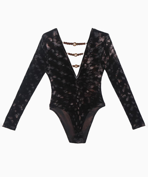 Beaded Low V-neck Hollow Jumpsuit