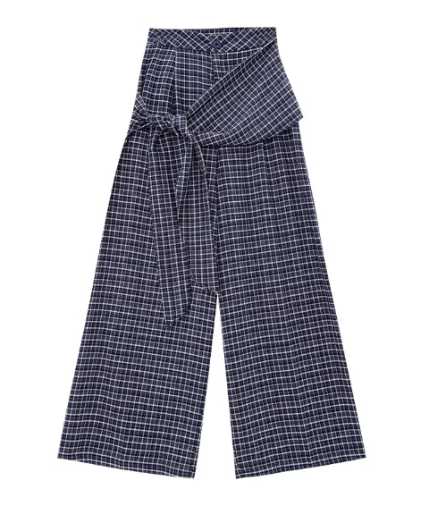 Grid Wrap Wide Pants