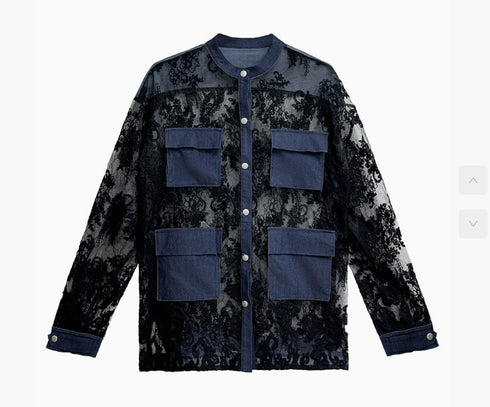 Lace Denim Combination Blouse
