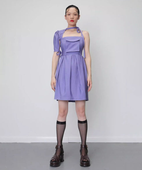 Asym Shoulder Pocket Dress