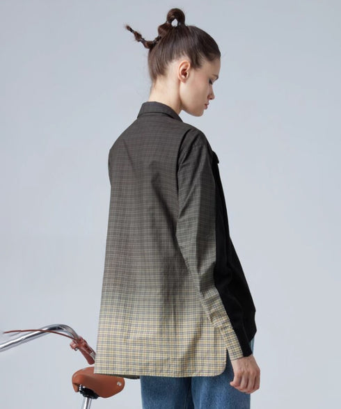 Gradient Check Layered Knit Shirt