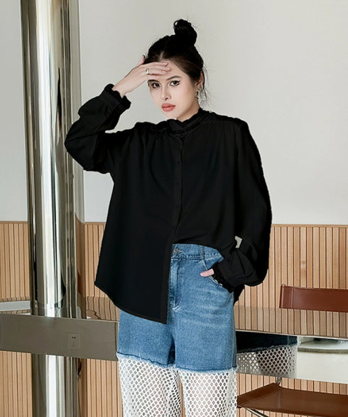 Lace Stand-up Collar Blouse